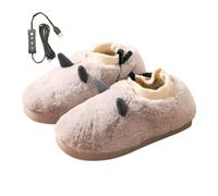 Chaussons Chauffants Femme Pantoufles USB Chaudes Douces Pelucheuses