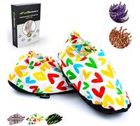 Chaussons Chauffants Micro Ondes - Pantoufle Chauffante au Micro-Onde - Bouillotte Pieds Froids - Housse Lavable, 100% Coton et Odeur de Lavande (Coeurs, S/M)