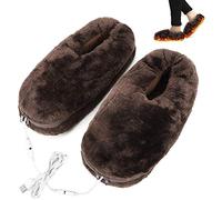 Chaussons chauffants, semelles chauffantes électriques USB, chaussons chauffants en velours confortable pour hommes et femmes, chaussures chauffantes pour chauffe-pieds dhiver, Café, Taille Unique