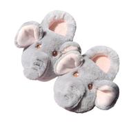 Chaussons confortables avec motif éléphant pour une utilisation en hiver à la maison. Semelle douce et chaude pour plus de confort., gris, 37 EU