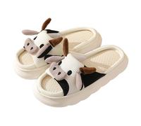 Chaussons confortables avec motif vache en lin pour un port confortable à la maison et en toute saison, Blanc., 41 EU
