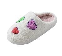 Chaussons confortables pour femme avec joli motif de cœur de dessin animé, pantoufles confortables pour couples, parfaites pour se détendre à la maison en hiver, Blanc., 39 EU
