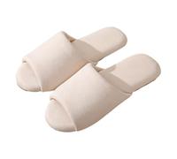 Chaussons confortables pour femmes, bout ouvert, pour une utilisation toute l'année, semelles souples, chaussures d'intérieur silencieuses pour couples, idéales pour la détente et les (B-Beige, 37)