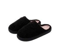 Chaussons confortables pour femmes, chaussures d'intérieur d'hiver pour couples, chaussons doux pour la maison, pour les loisirs quotidiens, design confortable à enfiler pour l'automne (2-Black, 45)