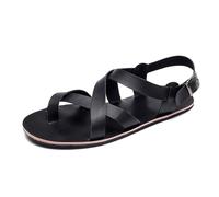 Chaussons Correcteurs D'orteils Confortables, Sandales Orthopédiques Respirantes pour Hommes À Brides Croisées avec Boucle Métallique Réglable, Soulagement Douleur L'hallux Valgus(Black,46 EU)