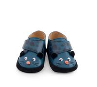 Chaussons cuir panthère bleu Dans la jungle 6-12 mois Moulin Roty