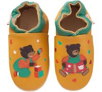 Chaussons Cuir Souple Petit Ours Brun S'amuse Jaune 22