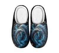 Chaussons Dauphin Bleu Pantoufles De Maison Pour Extérieur | Pantoufles d'hôtel Peluche Doux Chaussons Invités pour Intérieur Voyage Mariage