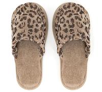 Chaussons de bain coton collection WILD II jaune motif léopard - LINNEA - Taille S/M S/M