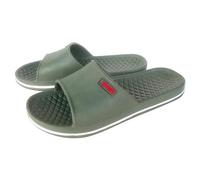 Chaussons de bain pour femme - Pantoufles d'intérieur - Pantoufles d'été - Mules plates - Pour les loisirs - Antidérapantes - Couleur unie - Sabots et mules légers, Vert armée., 41 EU