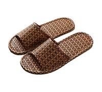 Chaussons de bain pour homme et femme - Pantoufles de bain - Chaussures de plage - Antidérapantes - En lin - Bambou - Pour la maison, Noir , 43 EU