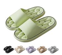 Chaussons de bain pour homme et femme - Ultra doux - Ergonomique - Séchage rapide - Super doux - Antidérapants - En mousse à mémoire de forme - Avec semelle antidérapante, Vert B, 37 EU