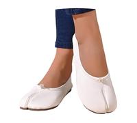 Chaussons de Ballet Tabi Femme à Bout Rond et Large, Semelle Fendue pour équilibre et Confort, Talon Bas antidérapant, idéal pour Pratique de Danse Classique et contemporaine (White, 42)