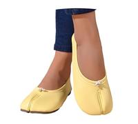 Chaussons de Ballet Tabi Femme à Bout Rond et Large, Semelle Fendue pour équilibre et Confort, Talon Bas antidérapant, idéal pour Pratique de Danse Classique et contemporaine (Yellow, 37)