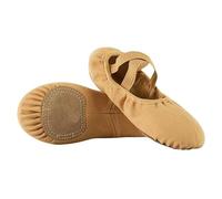 Chaussons De Ballet Tissu élastique Formation de Danse Latine Adulte Femmes Fille Chaussure en Daim Semelle Souple Ballet Enfants Chaussures(Camel,41)