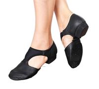 Chaussons De Ballet Véritable Cuir Extensible Arc Grec Sandales Jazz Chaussures de Danse Femmes Ballet Jazzy Professeur Sneaker Exercice Gym(Black,38)