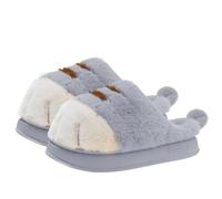 Chaussons de chat de dessin animé, pantoufles de chat pour femmes - Pantoufles en peluche drôles avec de chat de dessin animé | Chaussons chauds respirants et légers pour la salle à manger, gris, 36