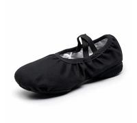 Chaussons de danse en toile avec semelle fendue et sangle élastique | La conception flexible de la semelle fendue permet un étirement complet de la voûte plantaire, idéal pour la pratique du