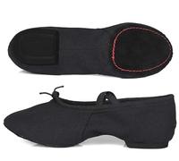 Chaussons de Danse Tissu Cuir Naturel Ballet Chaussures De Danse for Femmes Talon Moyen Doux Jazz Salsa Chaussures De Danse Baskets for Filles Chaussures De Yoga(1cm Heel Cloth Black,3)