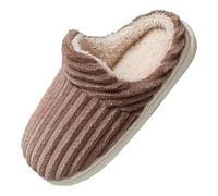 Chaussons De Maison Femme Homme Doux Confortables Pantoufles Chaudes en Polaire Velours Antidérapantes Mémoire Foam Slippers Automne Hiver 35 a-Café