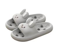 Chaussons De Maison Femme Mignons Animaux De Dessins Animés Bout Ouvert Semelles Souples Mémoire De Forme Antidérapant Chaussons De Salle De Bain Et De Chambre (Grey, 40)