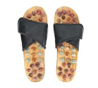 Chaussons De Massage Pantoufles de Massage des pieds en pierre pavée unisexe, sandales rotatives, chaussures Relaxation réglables(Black,35-36)