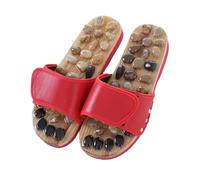 Chaussons De Massage Pantoufles de Massage des pieds en pierre pavée unisexe, sandales rotatives, chaussures Relaxation réglables(Red,43-44)