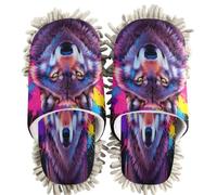 Chaussons de nettoyage en chenille Motif loup Kunst Bunt Tier Motiv Kunstwerk Wolf