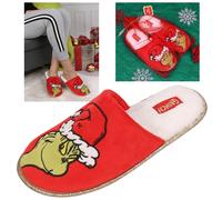 Chaussons de Noël Grinch pour femmes, chaussons avec pochon décoratif
