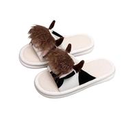 Chaussons de vache pour homme et femme - En peluche - Doux et chaud - Confortable - Animaux moelleux - Antidérapants - Confortables - Fermés - Chaussures amusantes, Blanc (01), 40.5 EU