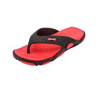 Chaussons d'été pour hommes à massage avec semelle ouverte pour plage et salle de bains design moderne et confortable en flip flop (Red, 45)