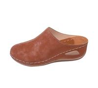 Chaussons d'extérieur à lacets pour femme - Semelle épaisse - Bout fermé - Design léger - Chaussures rouges pour femme, marron, 44 EU