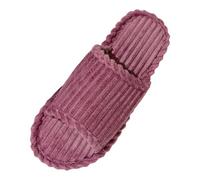 Chaussons d'extérieur en velours côtelé « One Word » Ouverture à bout ouvert Pantoufles pour adultes Hommes et femmes Couple Chaussons d'intérieur, Rose, 41 EU