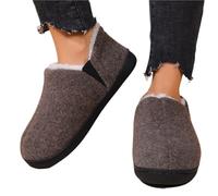 Chaussons d'hiver confortables en fourrure et peluche for homme, chaussures chaudes mousse à mémoire de forme, antidérapantes, légères, coton Pour la Chambre et le Salon(Grey,44-45)