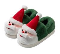 Chaussons d'hiver Confortables pour Couples avec imprimés festifs, doublés de Polaire pour Un Confort intérieur et extérieur Optimal (Green-A, 41)