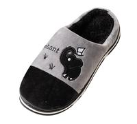 Chaussons d'hiver fermés pour femme - Moelleux - Motif imprimé de dessin animé - Capuchon rond - Semelle plate - Pantoufles chauffantes pour la maison - Couples pour homme et femme, Noir 01, 38.5 EU