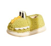 Chaussons d'hiver pour bébé fille - En peluche chaude - Plates drôles - Dinosaures - Hauteur de la cheville - En mousse - Doublées - Antidérapantes, vert, 180