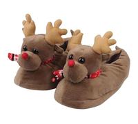 Chaussons d'hiver pour femme de Noël amusants doux 2024 pour femme d'hiver de Noël élégants Slip sur chaussures avec rennes Slippers Causal plat Slide pour invités, chaussons d'hiver fille, Café, 36