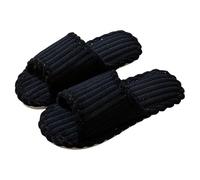 Chaussons d'hiver pour femme - En synthétique chaud - Confortables et légers - Pieds larges - Antidérapants - Pour l'intérieur, Noir , 35 EU