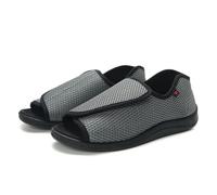 Chaussons Diabétiques Extra Larges pour Pieds Gonflés Large Oedème Chaussures Orthopédique Sandales Bout Ouvert en Mesh (Gris, Adulte, 40, Numérique, Système Taille Chaussures EU, Large)