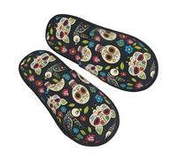 Chaussons Diagramme Continu Du Ruban Du Crâne Doux Pantoufles Antidérapantes Slippers Pour De Camping Hôtels Voyage L