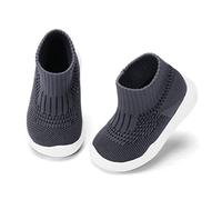 Chaussons d'intérieur antidérapants pour bébé garçon et fille avec semelle intérieure à mémoire de forme - Panda Tigre Renard, Gris foncé 02, 18-24 mois