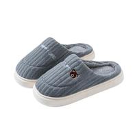 Chaussons D'intérieur Coton Mémoire Forme Femmes Hommes Chaussures D'été Plates, Respirantes, Légères Lavables Antidérapantes, Semelles Caoutchouc Chaussons moelleux pour l'intérieur(Gray,44-45)