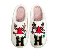 Chaussons d'Intérieur Hiver pour Homme et Femme Doudou Extra Confortable et Chaud à Motifs Drôles Père Noël et Sapin de Noël Idéal comme Cadeau de Fêtes