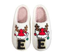 Chaussons d'Intérieur Hiver pour Homme et Femme Doudou Extra Confortable et Chaud à Motifs Drôles Père Noël et Sapin de Noël Idéal comme Cadeau de Fêtes