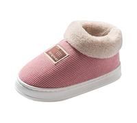 Chaussons douillets pour femme - Chaussons d'hiver doublés en peluche - Antidérapants - Chaussures de loisirs épaisses et chaudes - En coton polaire - Chaussons en feutre de coton, Rose, 40 EU