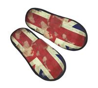 Chaussons Drapeau Britannique Vintage Union Jack Doux Pantoufles Épais Slippers Pour Unisex Hôtels Automne M