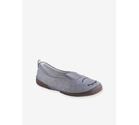 Chaussons élastiqués fille en cuir gris clair 26