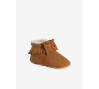 Chaussons élastiqués fourrés en cuir souple bébé lot marron 18/24M(81/86)