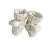 Chaussons en coton tricoté doux et confortable pour nouveau-né de 0 à 6 mois, Blanc, One Size
